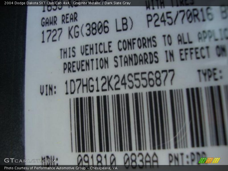Graphite Metallic / Dark Slate Gray 2004 Dodge Dakota SXT Club Cab 4x4