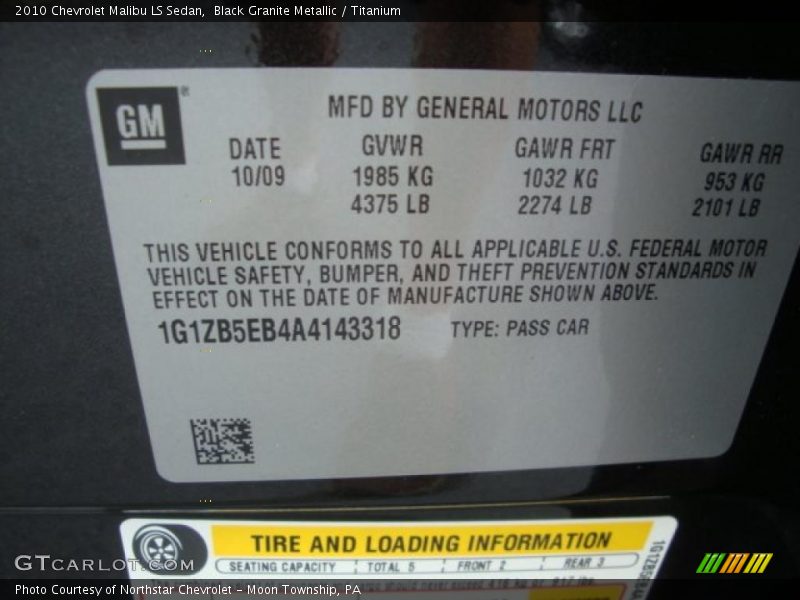 Black Granite Metallic / Titanium 2010 Chevrolet Malibu LS Sedan