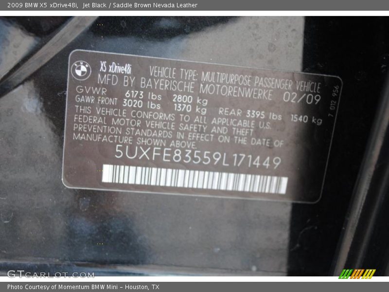 Jet Black / Saddle Brown Nevada Leather 2009 BMW X5 xDrive48i