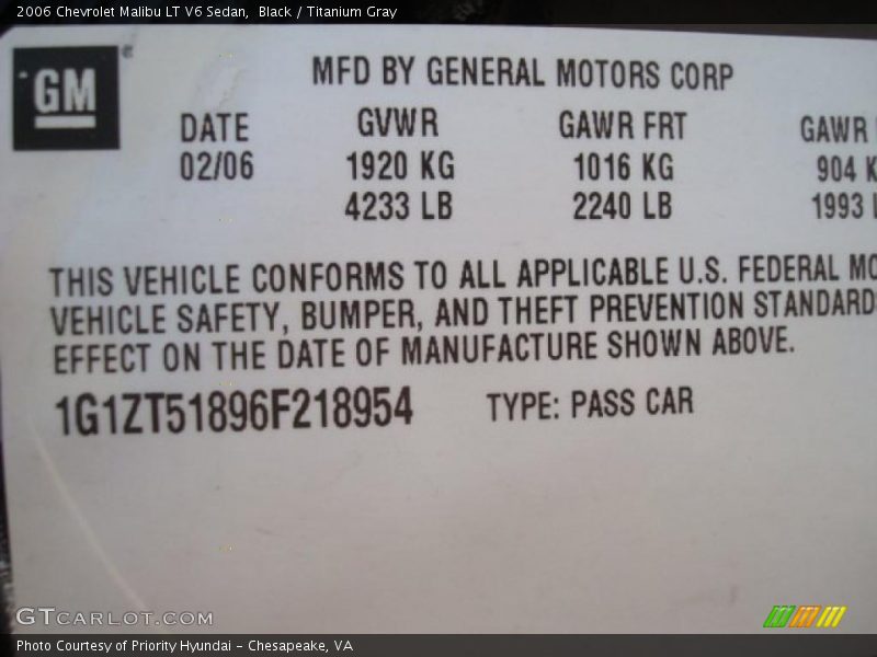 Black / Titanium Gray 2006 Chevrolet Malibu LT V6 Sedan