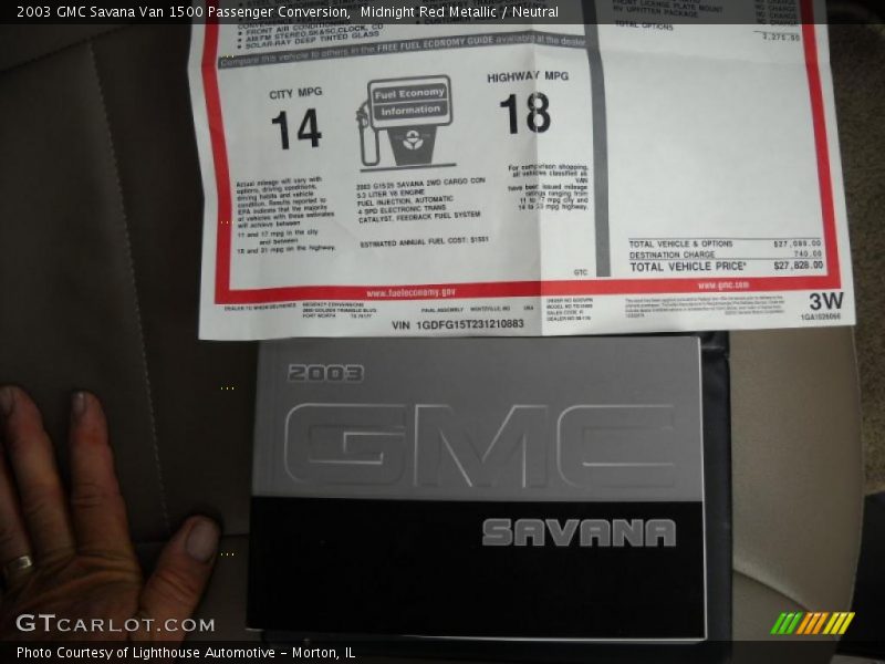 Midnight Red Metallic / Neutral 2003 GMC Savana Van 1500 Passenger Conversion