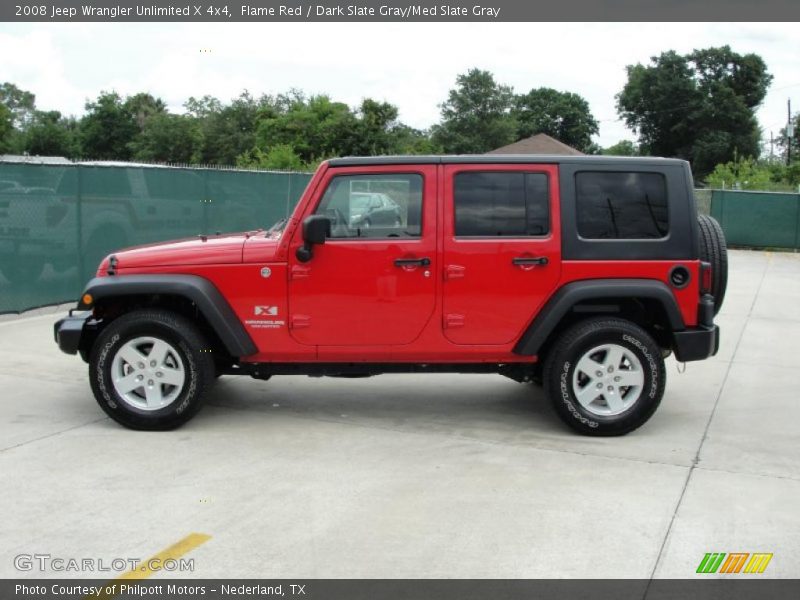 Flame Red / Dark Slate Gray/Med Slate Gray 2008 Jeep Wrangler Unlimited X 4x4