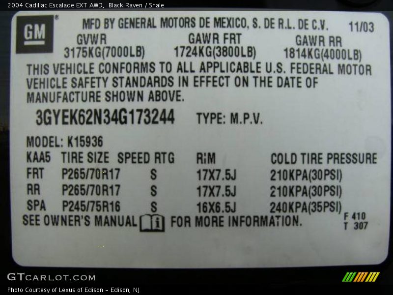 Black Raven / Shale 2004 Cadillac Escalade EXT AWD