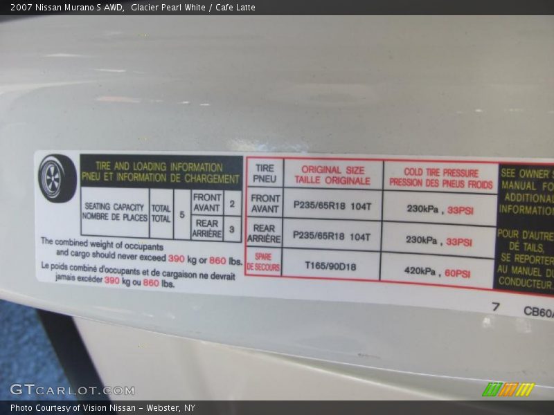 Glacier Pearl White / Cafe Latte 2007 Nissan Murano S AWD