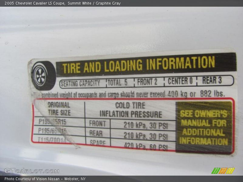 Summit White / Graphite Gray 2005 Chevrolet Cavalier LS Coupe