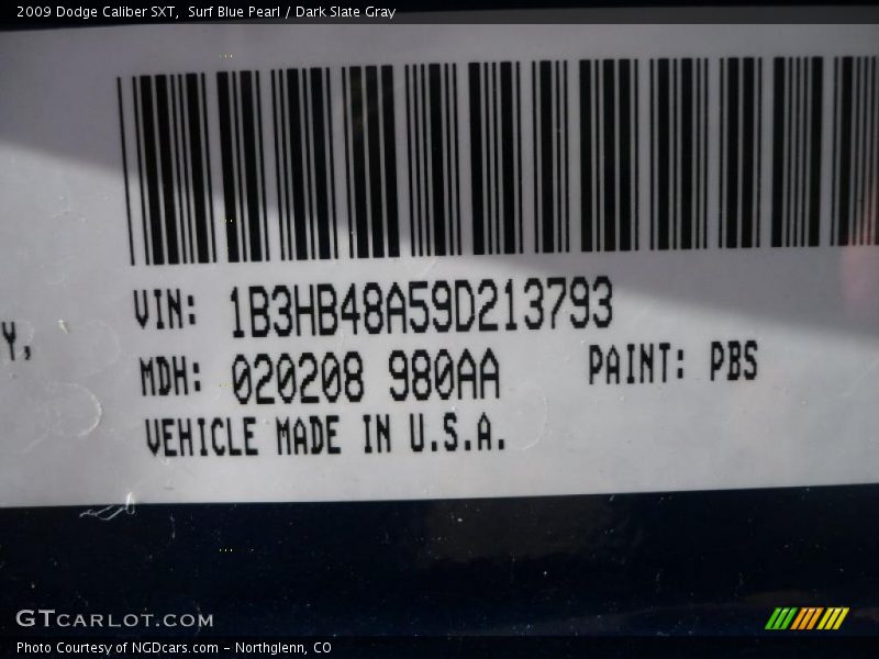 Surf Blue Pearl / Dark Slate Gray 2009 Dodge Caliber SXT