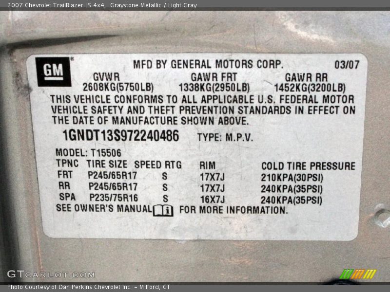 Graystone Metallic / Light Gray 2007 Chevrolet TrailBlazer LS 4x4