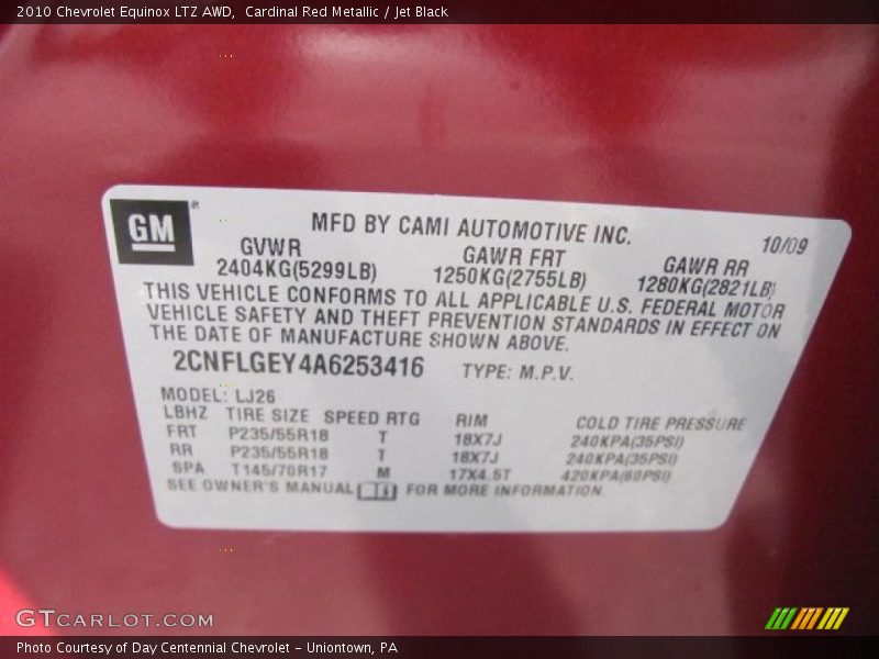Cardinal Red Metallic / Jet Black 2010 Chevrolet Equinox LTZ AWD