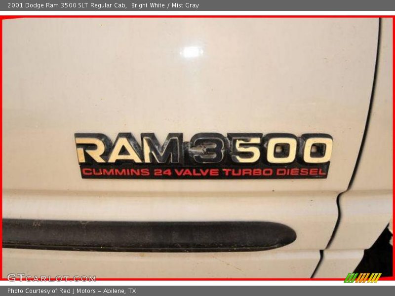 Bright White / Mist Gray 2001 Dodge Ram 3500 SLT Regular Cab