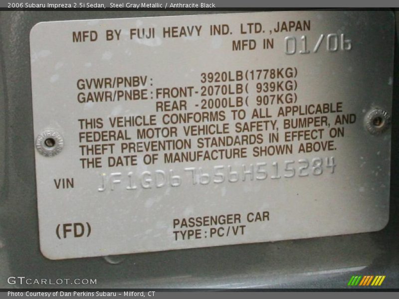 Steel Gray Metallic / Anthracite Black 2006 Subaru Impreza 2.5i Sedan