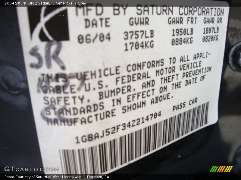 Silver Nickel / Grey 2004 Saturn ION 2 Sedan