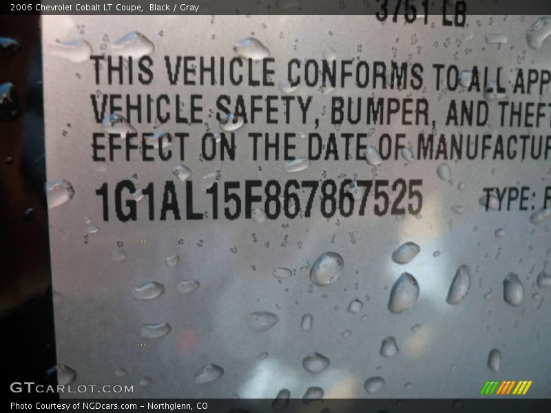 Black / Gray 2006 Chevrolet Cobalt LT Coupe