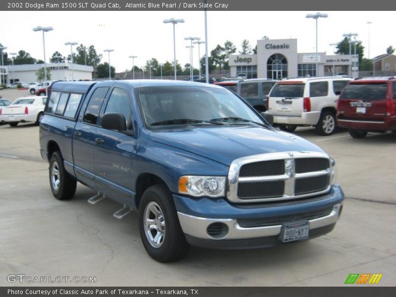 Atlantic Blue Pearl / Dark Slate Gray 2002 Dodge Ram 1500 SLT Quad Cab