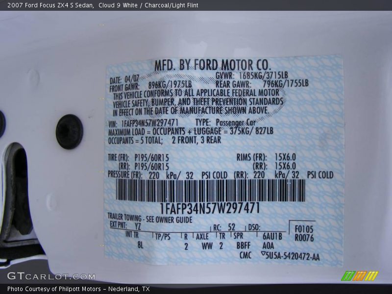 Cloud 9 White / Charcoal/Light Flint 2007 Ford Focus ZX4 S Sedan
