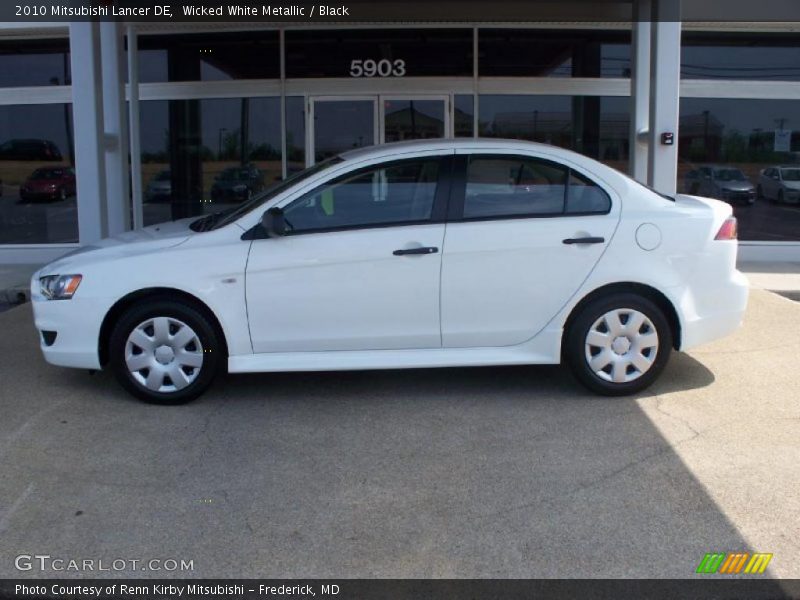 Wicked White Metallic / Black 2010 Mitsubishi Lancer DE