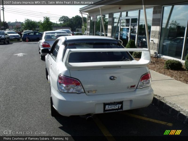 Satin White Pearl / Blue Alcantara 2007 Subaru Impreza WRX STi