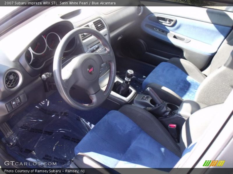 Satin White Pearl / Blue Alcantara 2007 Subaru Impreza WRX STi