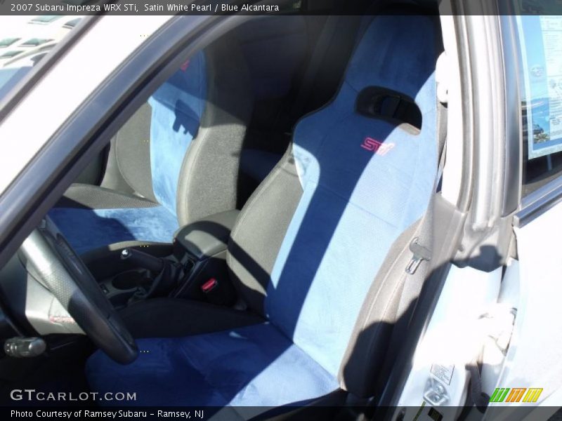 Satin White Pearl / Blue Alcantara 2007 Subaru Impreza WRX STi