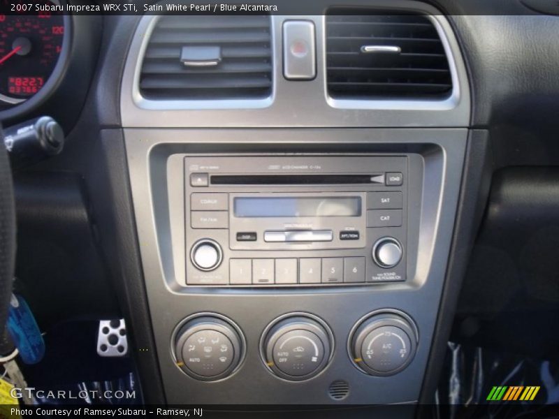 Satin White Pearl / Blue Alcantara 2007 Subaru Impreza WRX STi