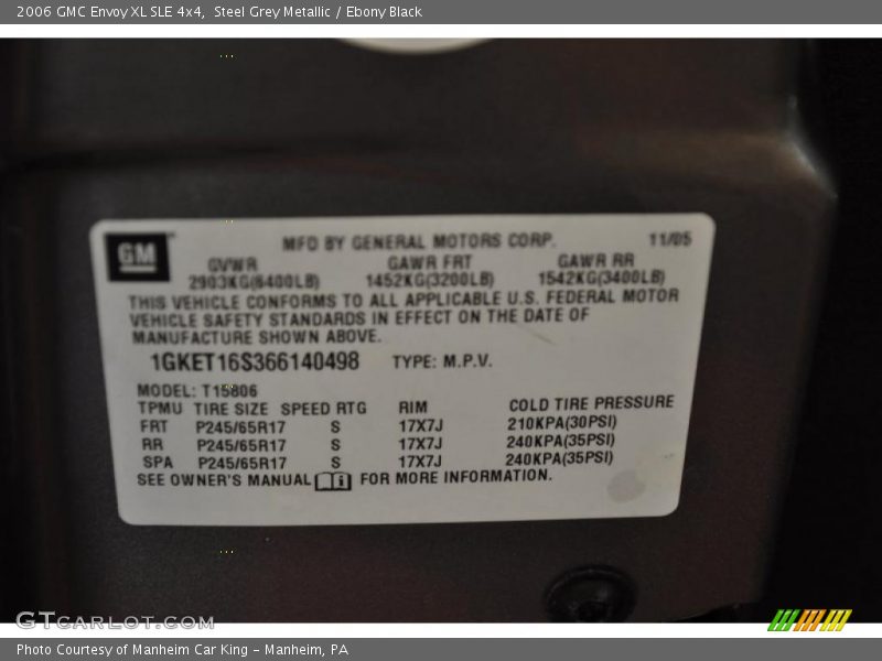 Steel Grey Metallic / Ebony Black 2006 GMC Envoy XL SLE 4x4