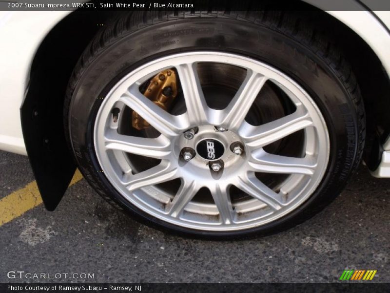 Satin White Pearl / Blue Alcantara 2007 Subaru Impreza WRX STi