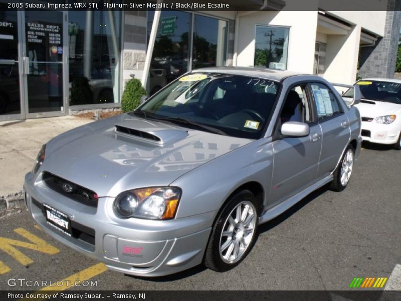 Platinum Silver Metallic / Black/Blue Ecsaine 2005 Subaru Impreza WRX STi