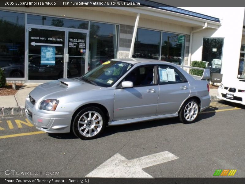 Platinum Silver Metallic / Black/Blue Ecsaine 2005 Subaru Impreza WRX STi