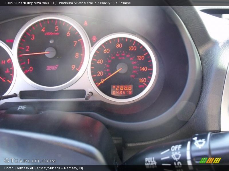 Platinum Silver Metallic / Black/Blue Ecsaine 2005 Subaru Impreza WRX STi