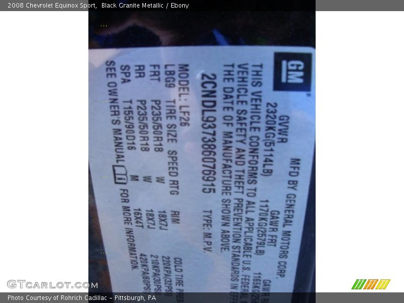 Black Granite Metallic / Ebony 2008 Chevrolet Equinox Sport