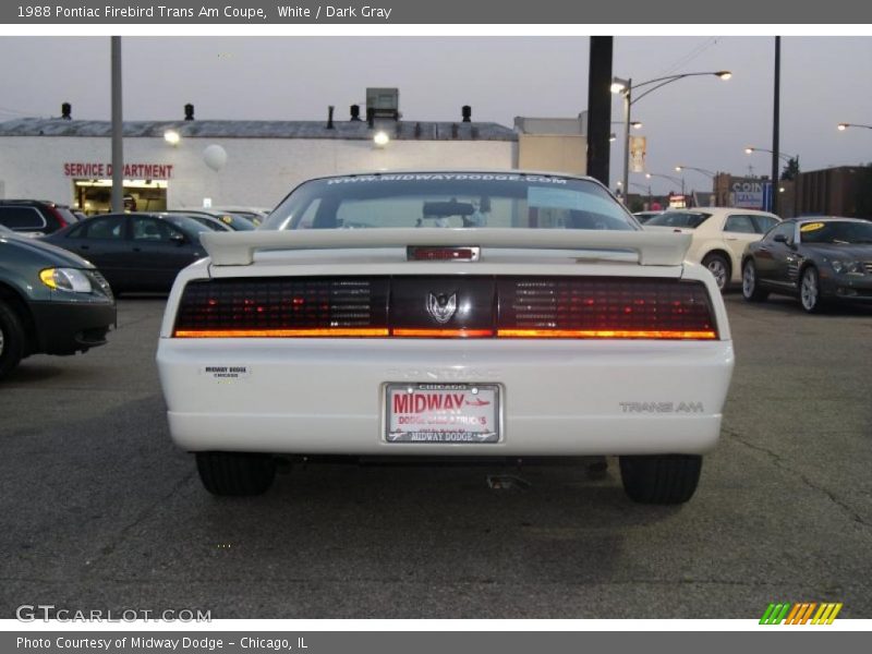 White / Dark Gray 1988 Pontiac Firebird Trans Am Coupe