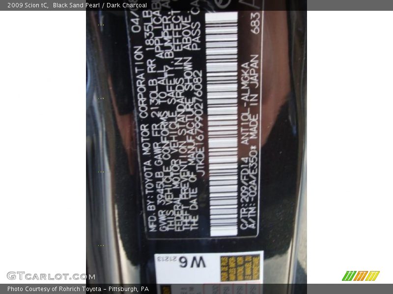 Black Sand Pearl / Dark Charcoal 2009 Scion tC