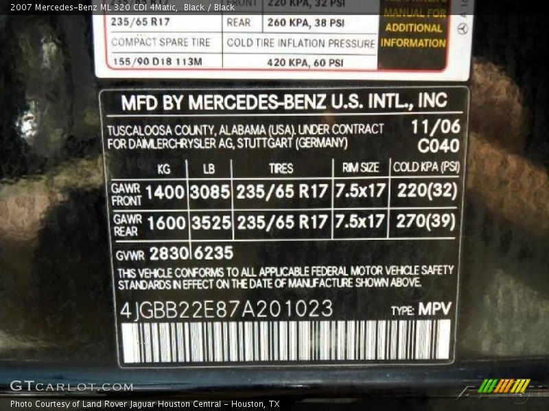 Black / Black 2007 Mercedes-Benz ML 320 CDI 4Matic