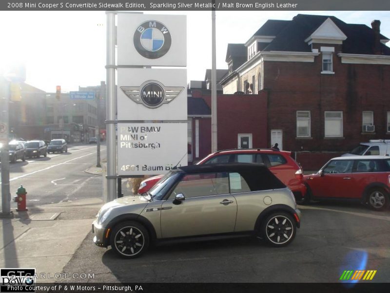 Sparkling Silver Metallic / Malt Brown English Leather 2008 Mini Cooper S Convertible Sidewalk Edition