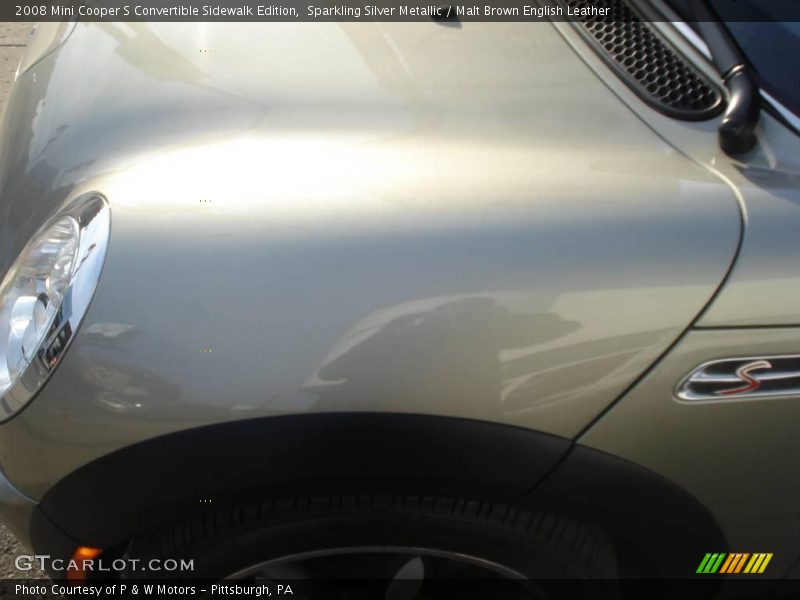 Sparkling Silver Metallic / Malt Brown English Leather 2008 Mini Cooper S Convertible Sidewalk Edition