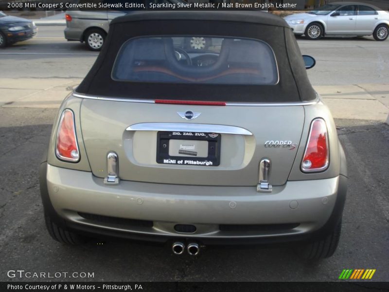 Sparkling Silver Metallic / Malt Brown English Leather 2008 Mini Cooper S Convertible Sidewalk Edition