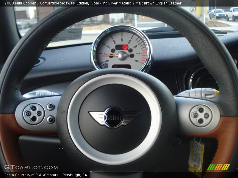 Sparkling Silver Metallic / Malt Brown English Leather 2008 Mini Cooper S Convertible Sidewalk Edition