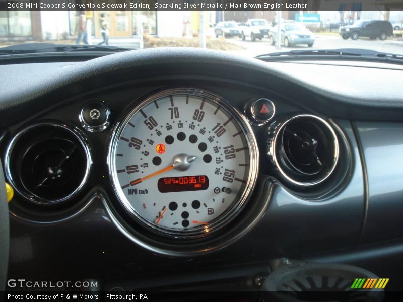 Sparkling Silver Metallic / Malt Brown English Leather 2008 Mini Cooper S Convertible Sidewalk Edition
