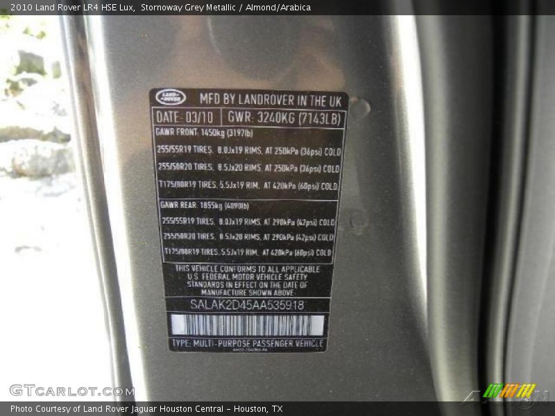 Stornoway Grey Metallic / Almond/Arabica 2010 Land Rover LR4 HSE Lux