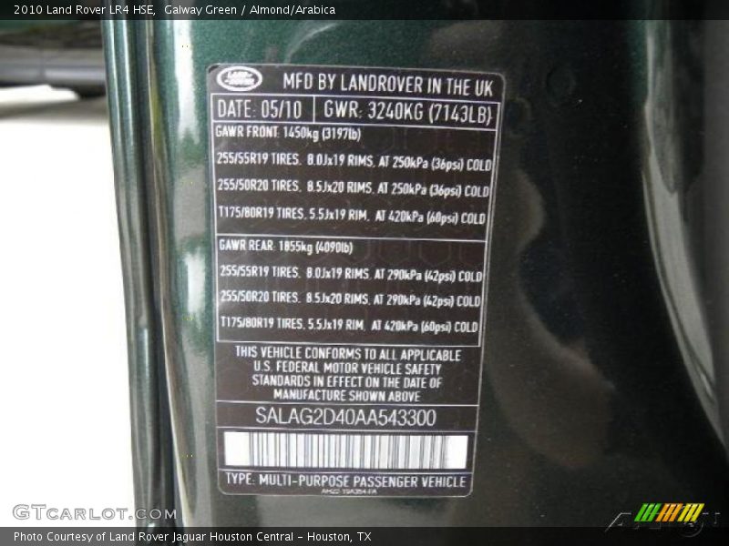Galway Green / Almond/Arabica 2010 Land Rover LR4 HSE