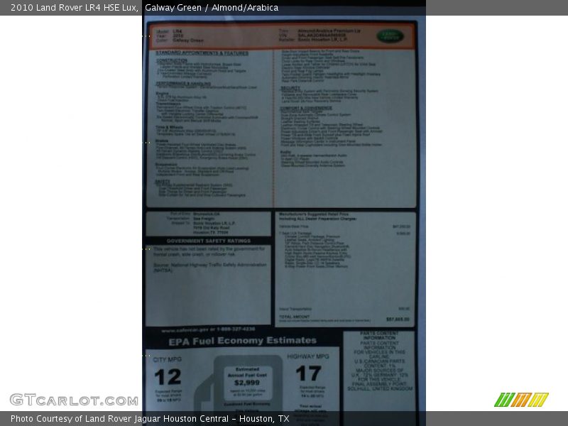 Galway Green / Almond/Arabica 2010 Land Rover LR4 HSE Lux