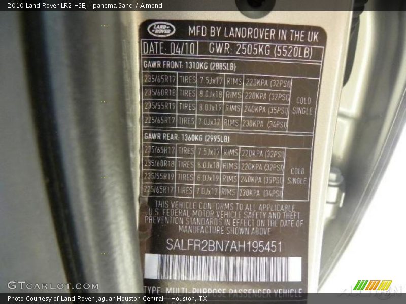 Ipanema Sand / Almond 2010 Land Rover LR2 HSE