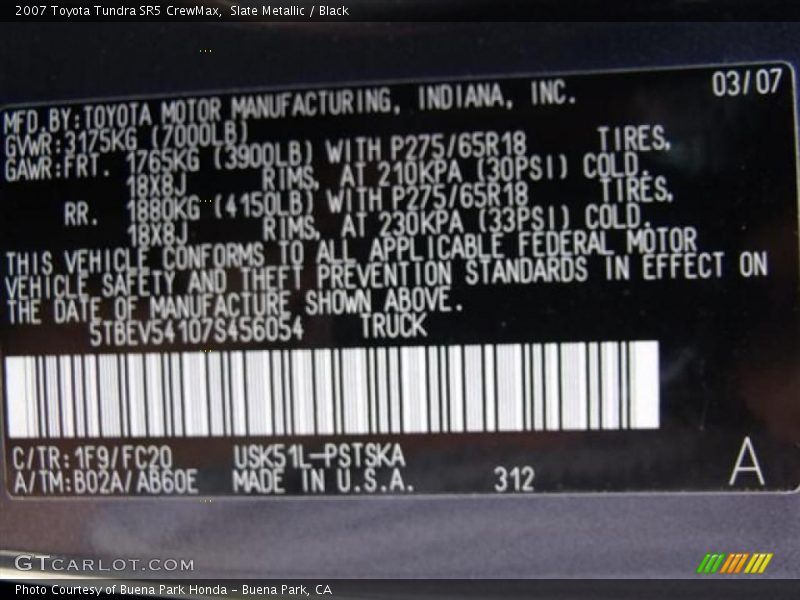 Slate Metallic / Black 2007 Toyota Tundra SR5 CrewMax