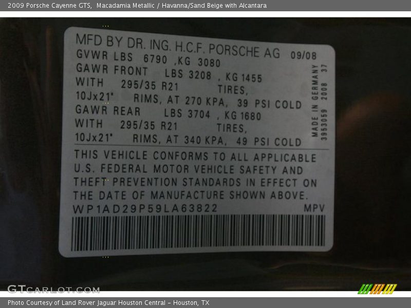 Macadamia Metallic / Havanna/Sand Beige with Alcantara 2009 Porsche Cayenne GTS
