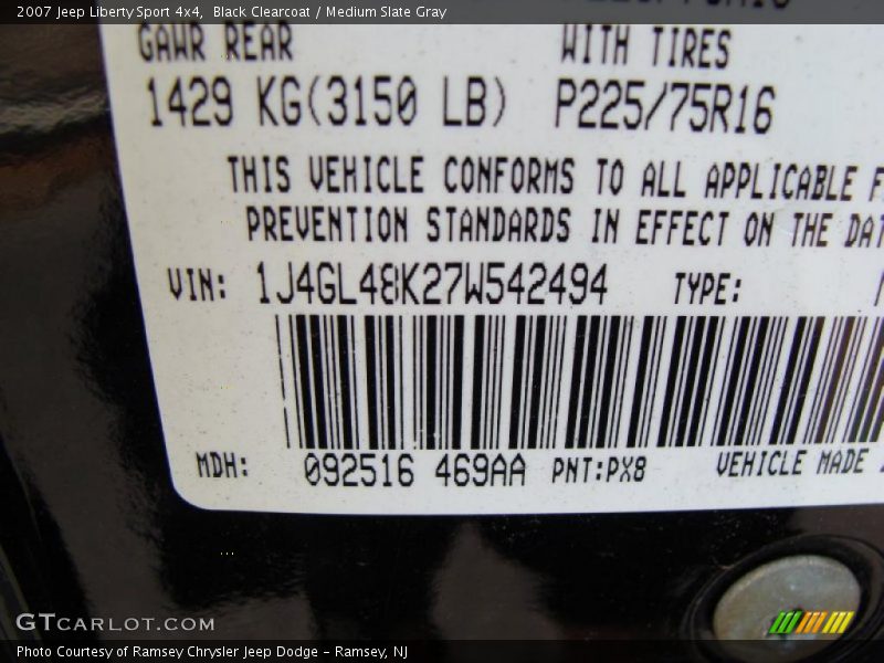 Black Clearcoat / Medium Slate Gray 2007 Jeep Liberty Sport 4x4