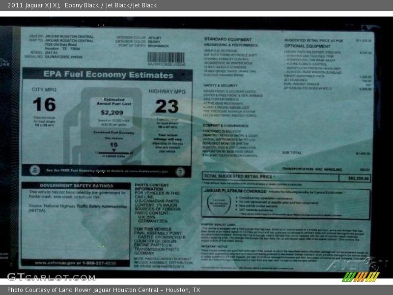 Ebony Black / Jet Black/Jet Black 2011 Jaguar XJ XJ