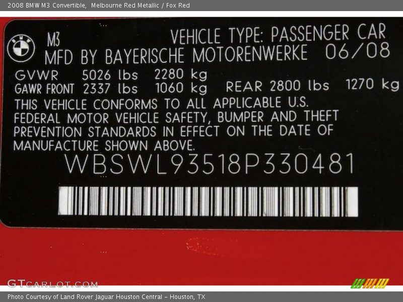 Melbourne Red Metallic / Fox Red 2008 BMW M3 Convertible