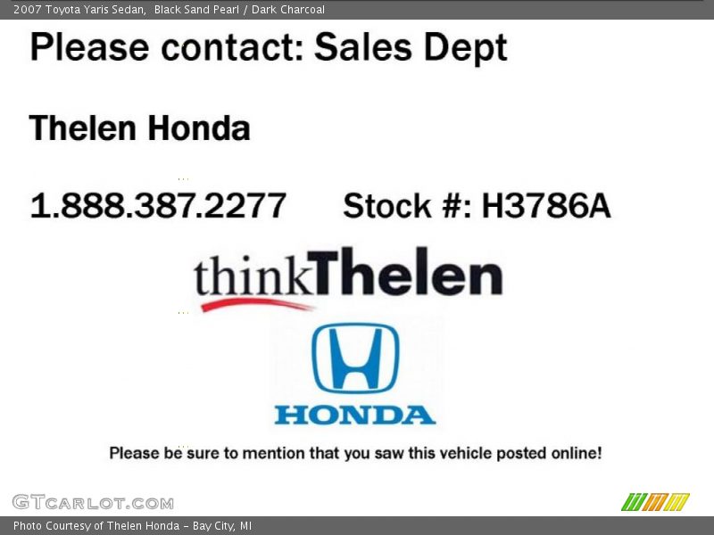 Black Sand Pearl / Dark Charcoal 2007 Toyota Yaris Sedan
