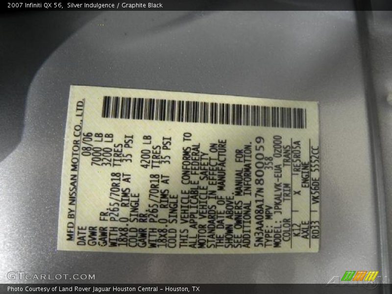 Silver Indulgence / Graphite Black 2007 Infiniti QX 56