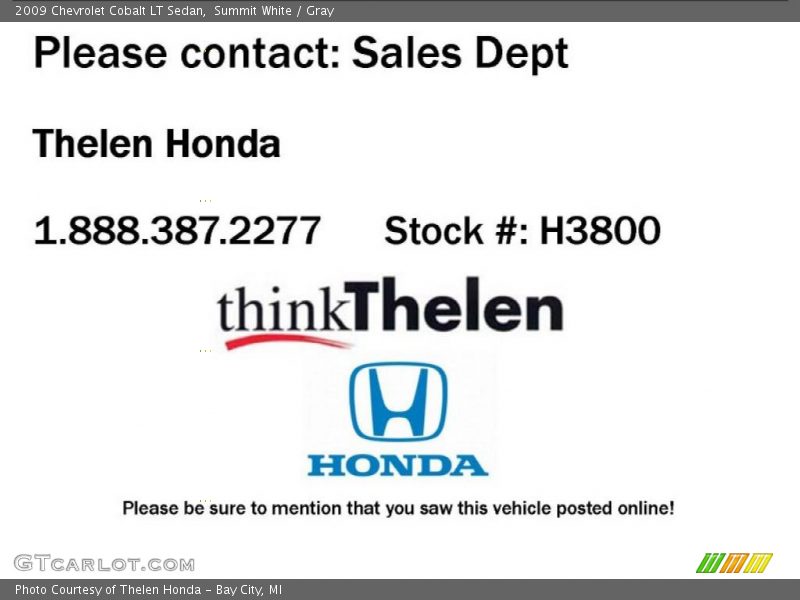 Summit White / Gray 2009 Chevrolet Cobalt LT Sedan