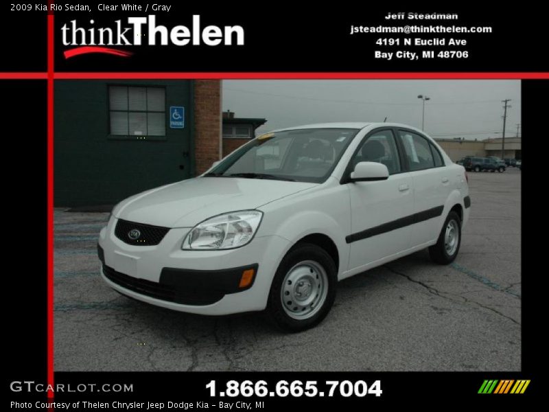 Clear White / Gray 2009 Kia Rio Sedan